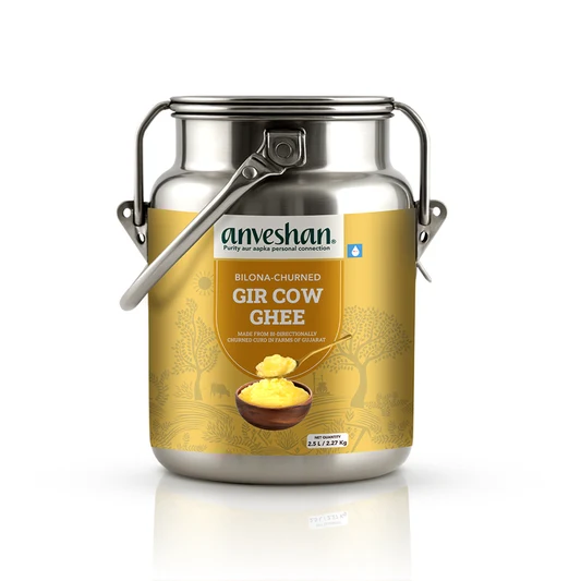 a2 gir cow ghee bilona churned in steel container by pride of bihar