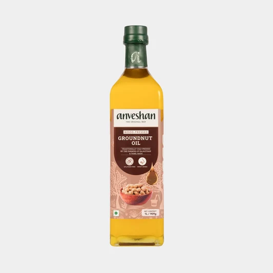 groundnut oil glass bottle front view
