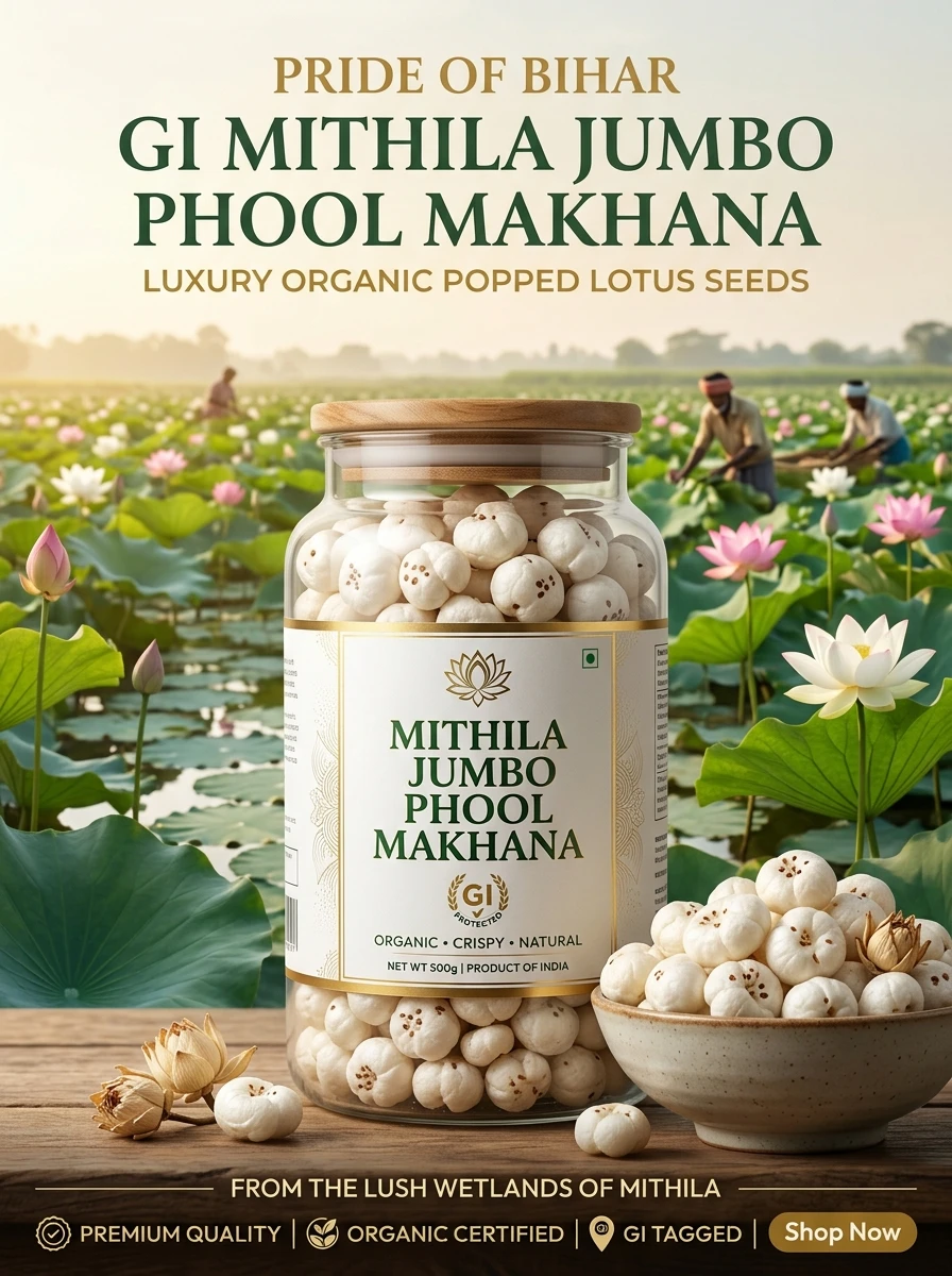 Pride of Bihar GI Mithila Jumbo Phool Makhana